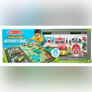 NEW Melissa & Doug Create a Town Activity Rug Play Set, 25 Wooden Play Pieces